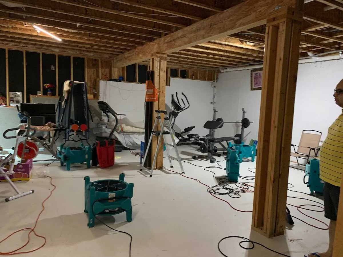 Basement drying equipment setup for Structural Drying in Elyria